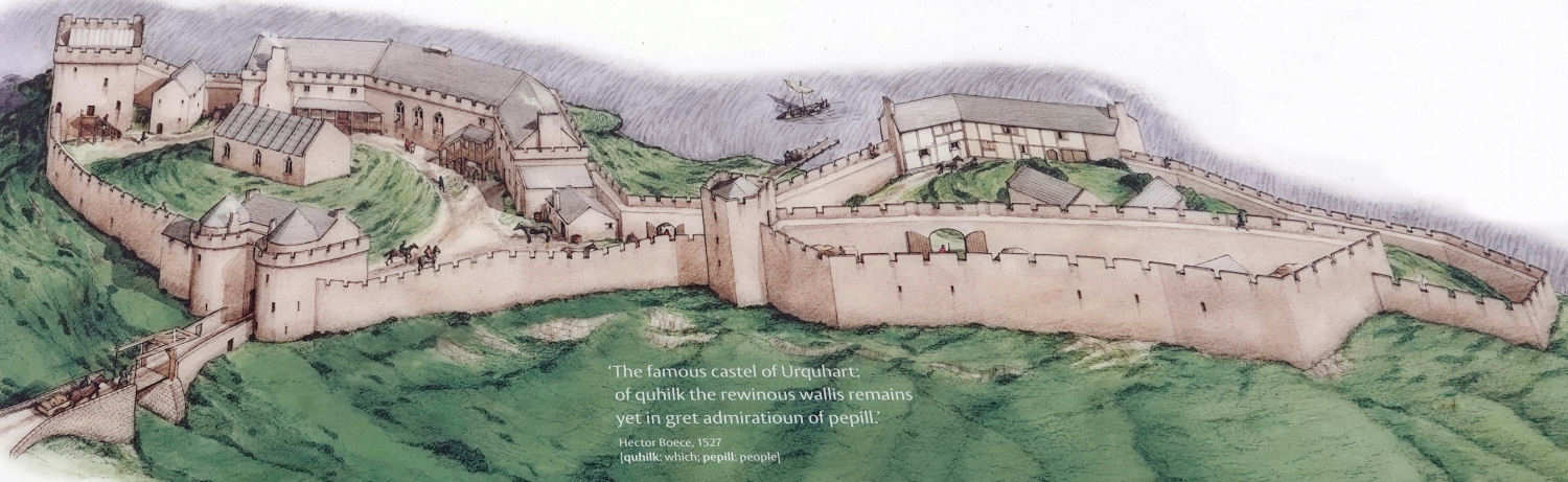 Rekonstruktionszeichnung von Urquhart Castle